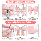 Biapian 6Pcs Pastel Pink Bow Balloons – 35-Inch Foil Balloons for Weddings, Birthdays, Baby Showers