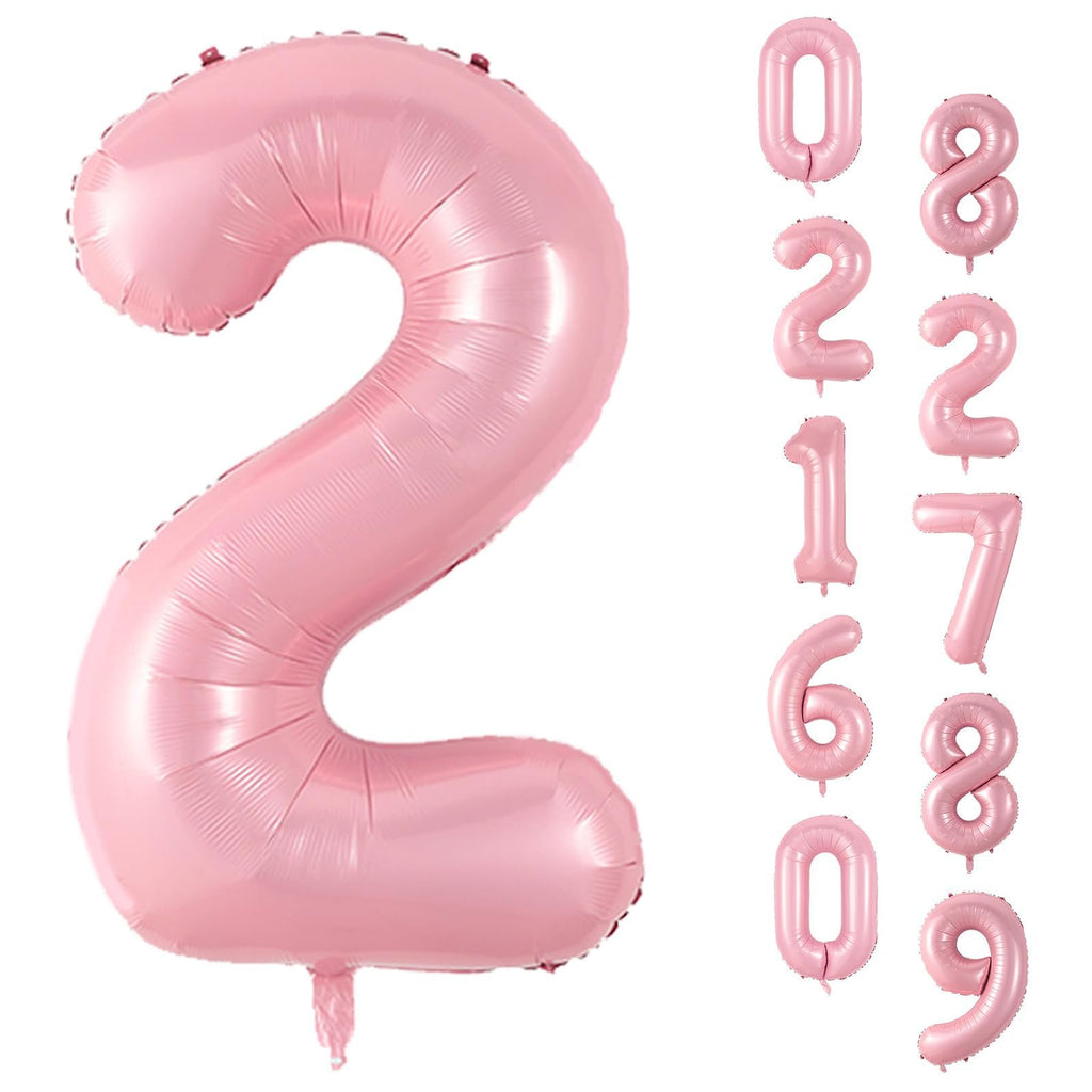 Biapian Pastel Pink 40-Inch Number 2 Balloon — Pearl Foil Balloons for Girls’ 2nd Birthday & Baby Shower
