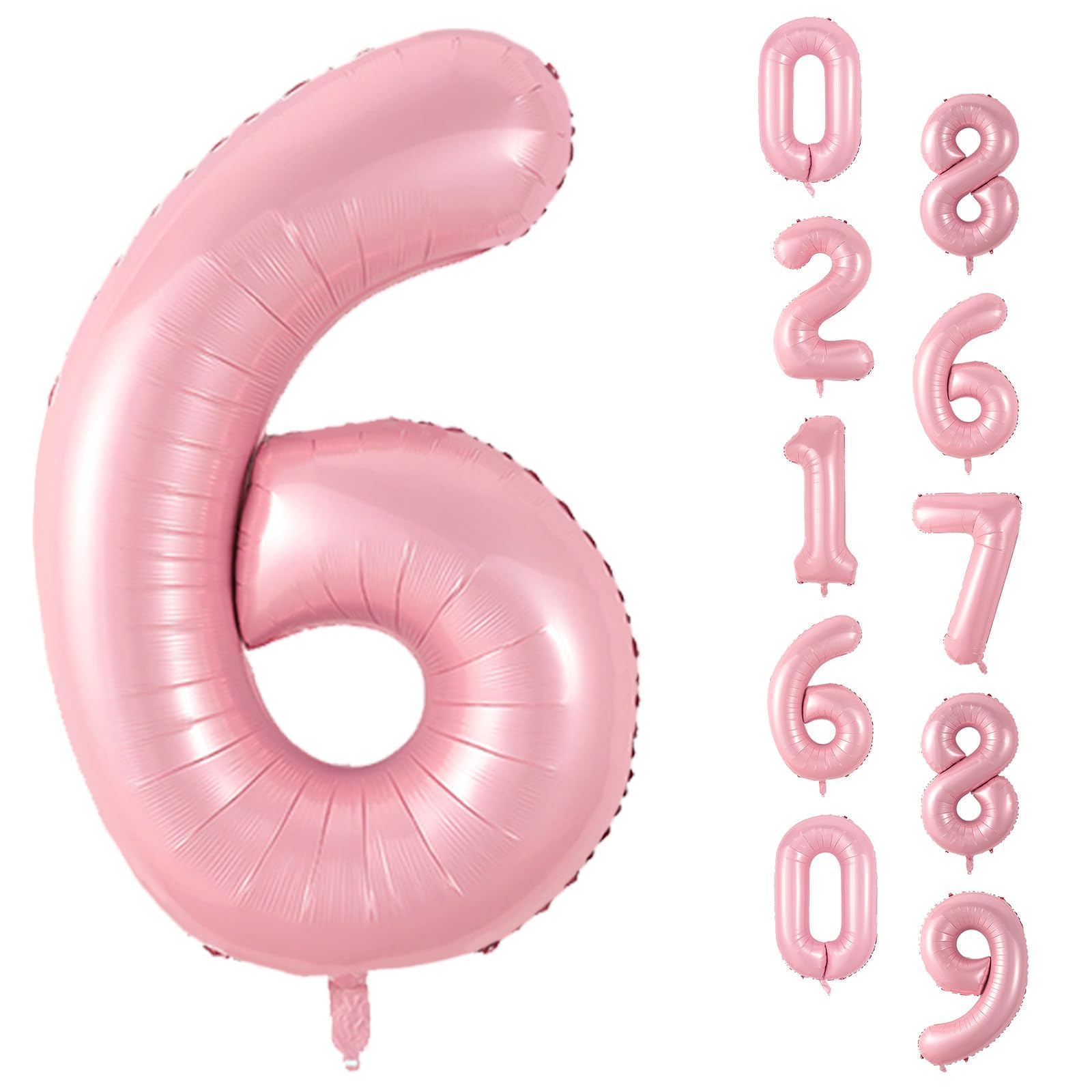 Biapian Pastel Pink 40-Inch Number 6 Balloon – Foil Balloons for Girls