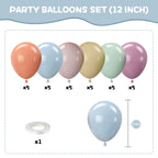 Biapian Pastel Retro Balloons 12in – 6 Color Set for Birthday, Wedding & More