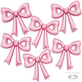 Biapian 6 Pcs Pearl Pink Bow Balloons – 30-Inch Foil Bow Decorations for Parties & Occasions