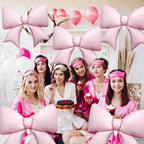 Biapian 6 Pcs Pink Bow Balloons - 38 Inch Giant Foil Balloons for Princess Parties