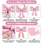 Biapian 6 Pcs Pearl Pink Bow Balloons – 30-Inch Foil Bow Decorations for Parties & Occasions