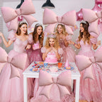 Biapian 6 Pcs Pink Bow Balloons - 38 Inch Giant Foil Balloons for Princess Parties