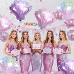 Biapian Sea Shells Balloons - 6-Pack Large Mermaid Foil Balloons (Pink Purple Gradient)