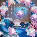 Biapian Sea Shells Balloons - 6-Pack Large Mermaid Foil Balloons (Pink Purple Gradient)