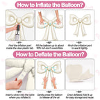 Biapian 6 Pcs Cream Bow Balloons – 30-Inch Beige Cutout Foil Balloons for Parties