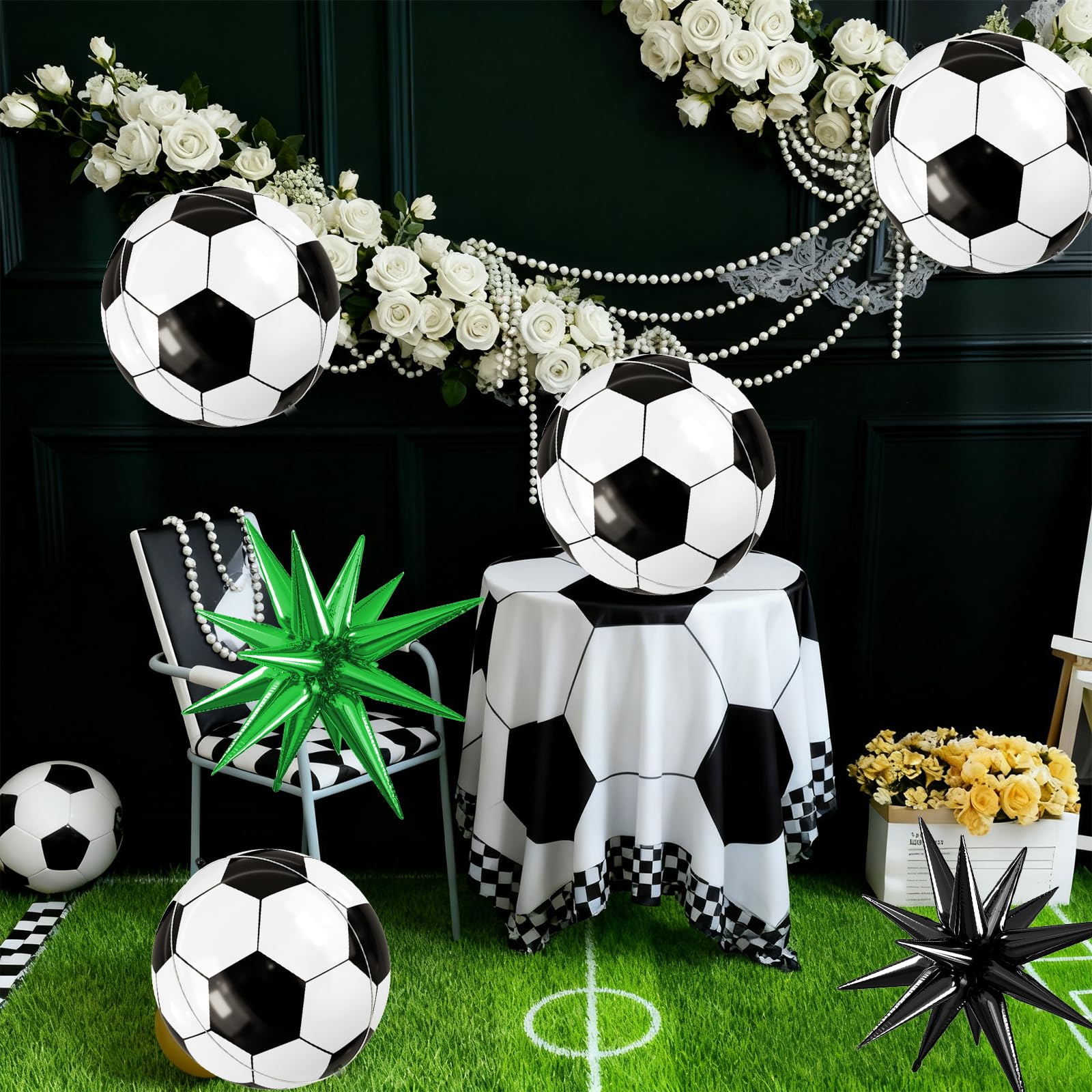 Biapian Soccer Balloons - 6-Piece 22" Foil Balloons for Soccer Theme Parties