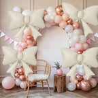 Biapian 6-Piece Cream Bow Balloons – 35in Beige Foil Balloons for Birthday, Wedding & Baby Shower
