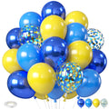 Biapian Yellow & Blue Balloons Set, 12in – Double Stuffed Metallic Confetti Balloons for Parties