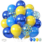 Biapian Yellow & Blue Balloons Set, 12in – Double Stuffed Metallic Confetti Balloons for Parties