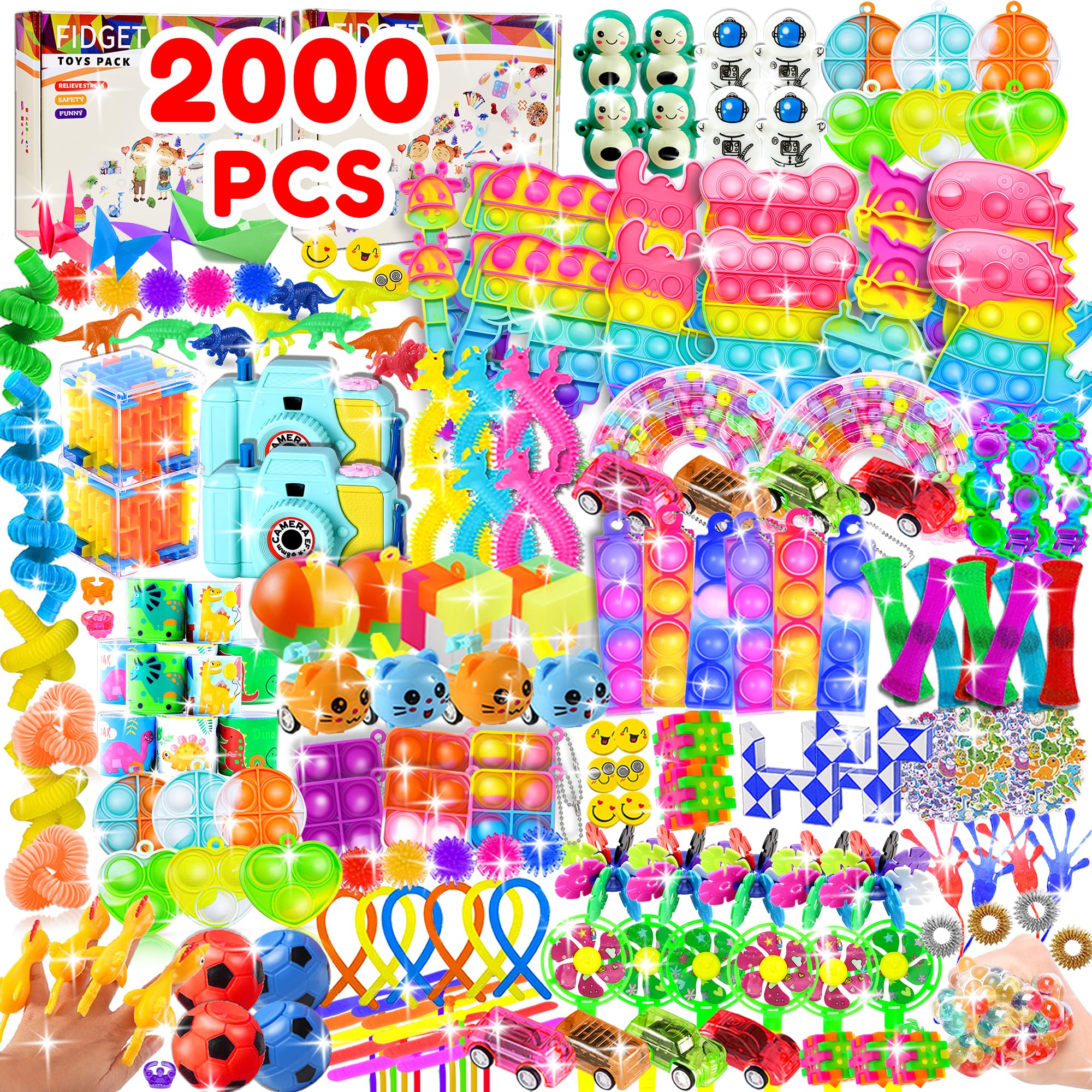 BicMan 2000pcs Bulk Party Favors & Fidget Toys Pack | Classroom Prizes, Party Bags & Gift Giveaways