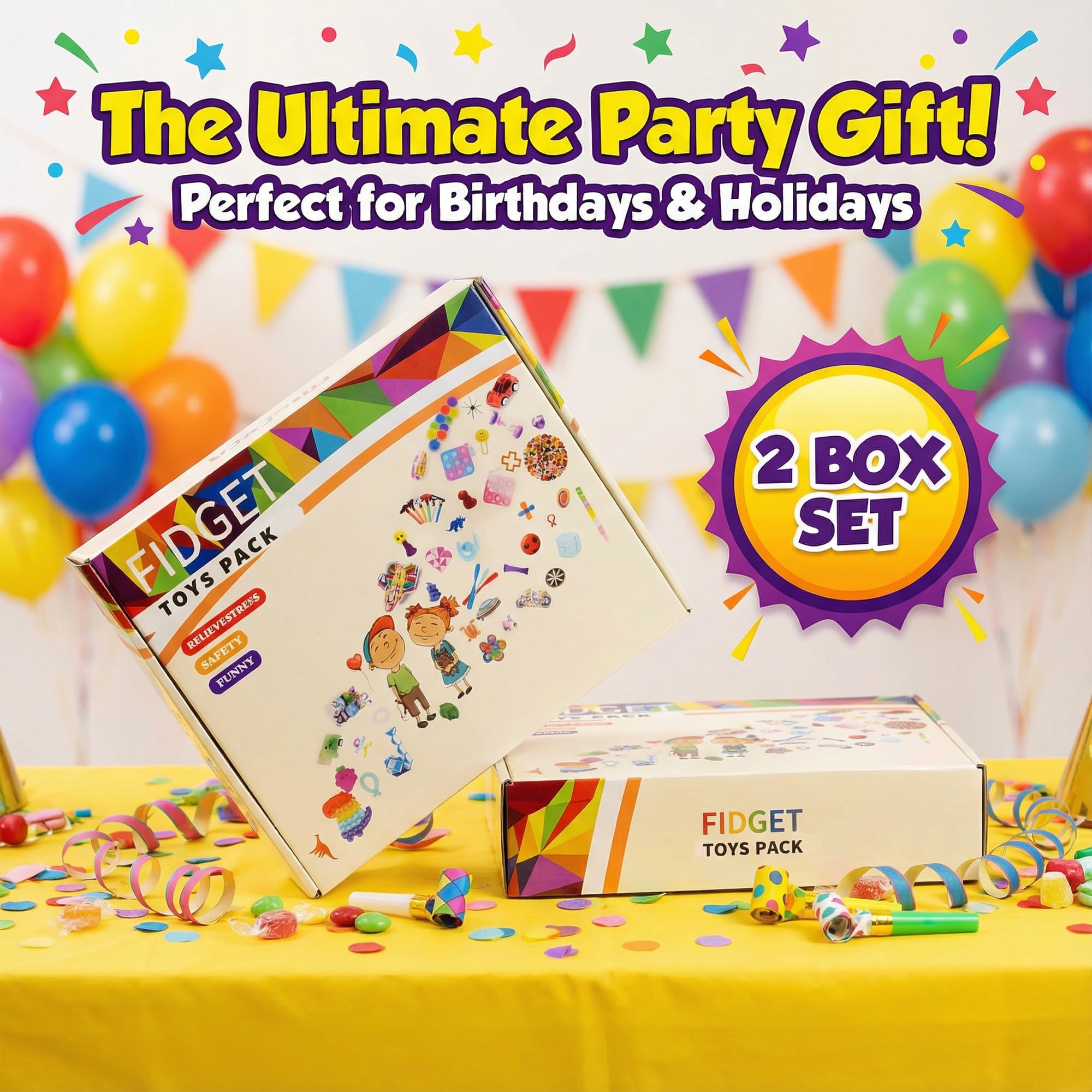 BicMan 2000pcs Bulk Party Favors & Fidget Toys Pack | Classroom Prizes, Party Bags & Gift Giveaways