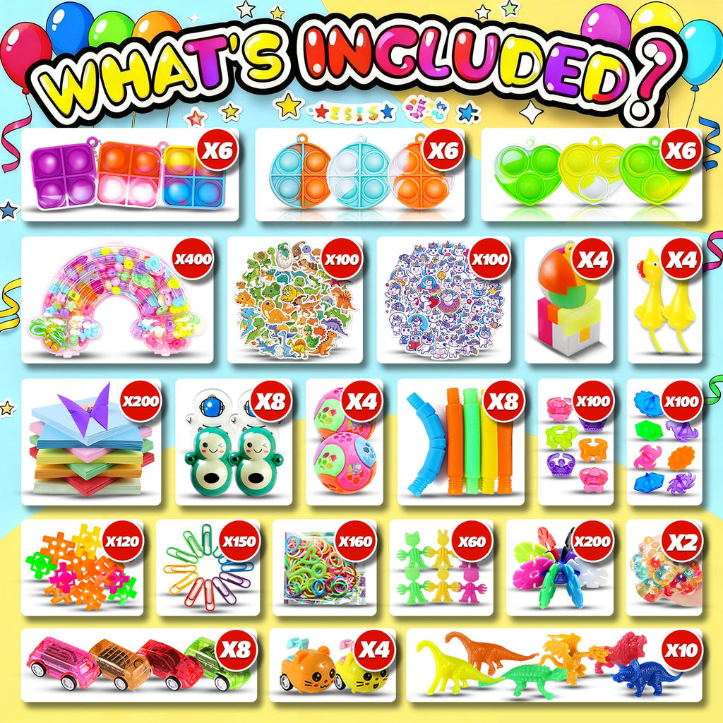 BicMan 2000pcs Bulk Party Favors & Fidget Toys Pack | Classroom Prizes, Party Bags & Gift Giveaways