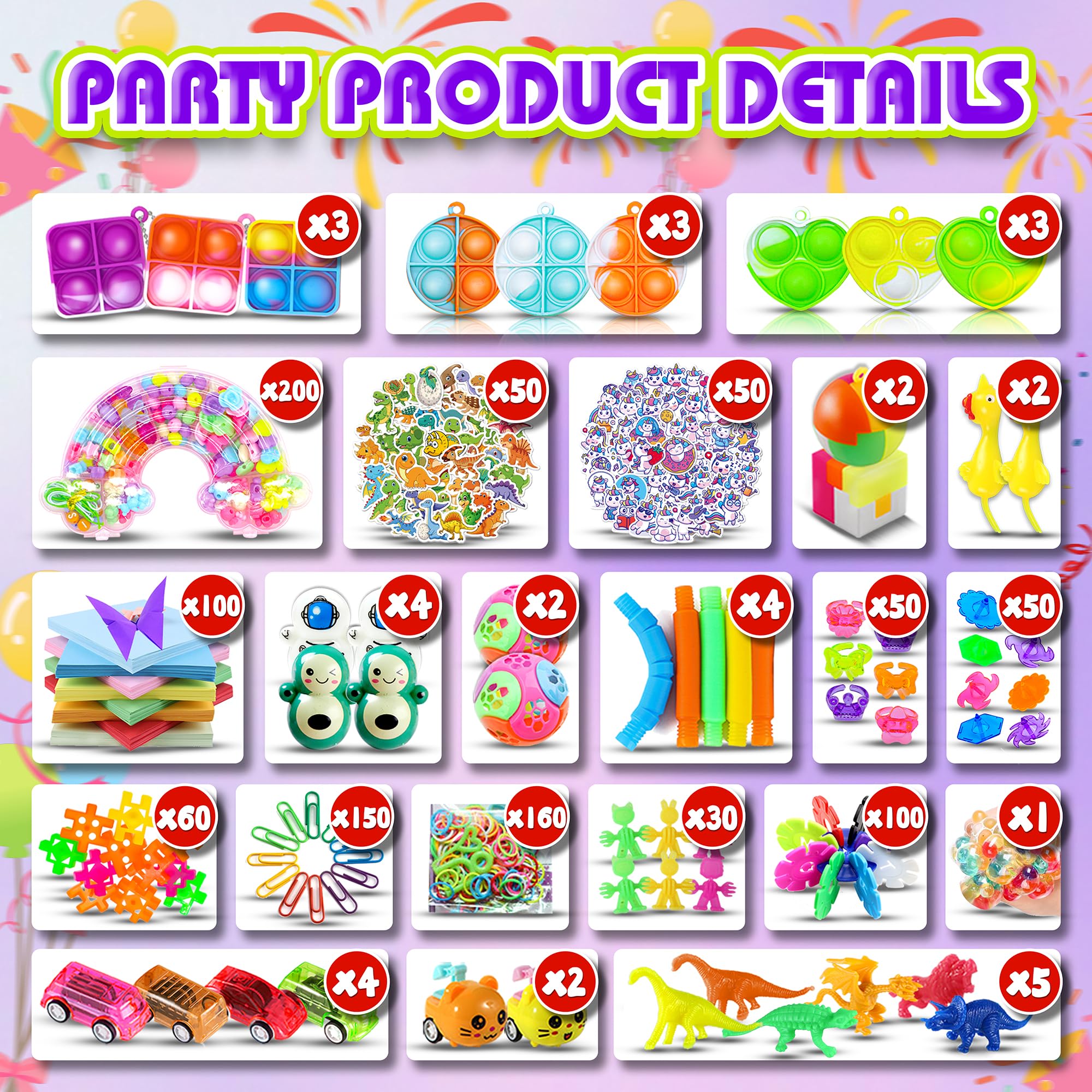 BicMan 1000pcs Party Favors & Fidget Toy Pack for Kids — Gifts, Classroom Prizes