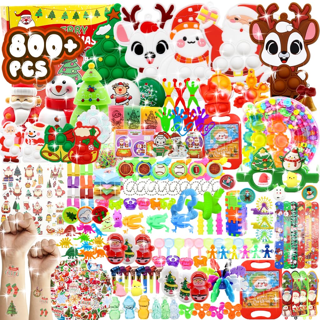 BicMan 801PCS Christmas Party Favors for Kids – Treasure Box Prizes, Fidget Keychains & Classroom Rewards Bulk Pack