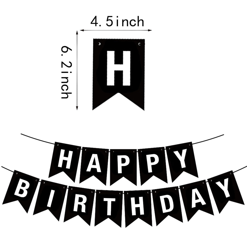 BIEUFBJI Beer Birthday Banner with Mug Pennant – Black & White Happy Birthday Decorations