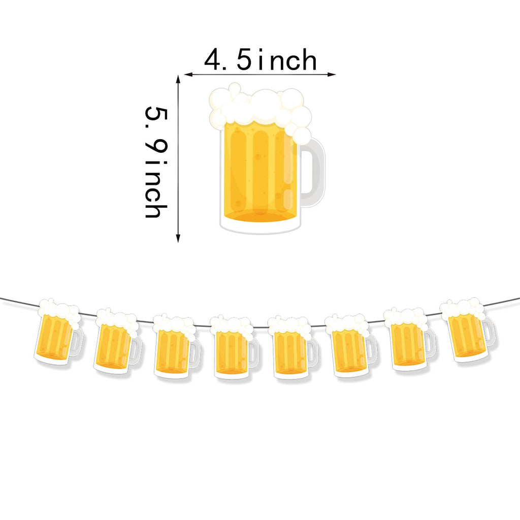 BIEUFBJI Beer Birthday Banner with Mug Pennant – Black & White Happy Birthday Decorations