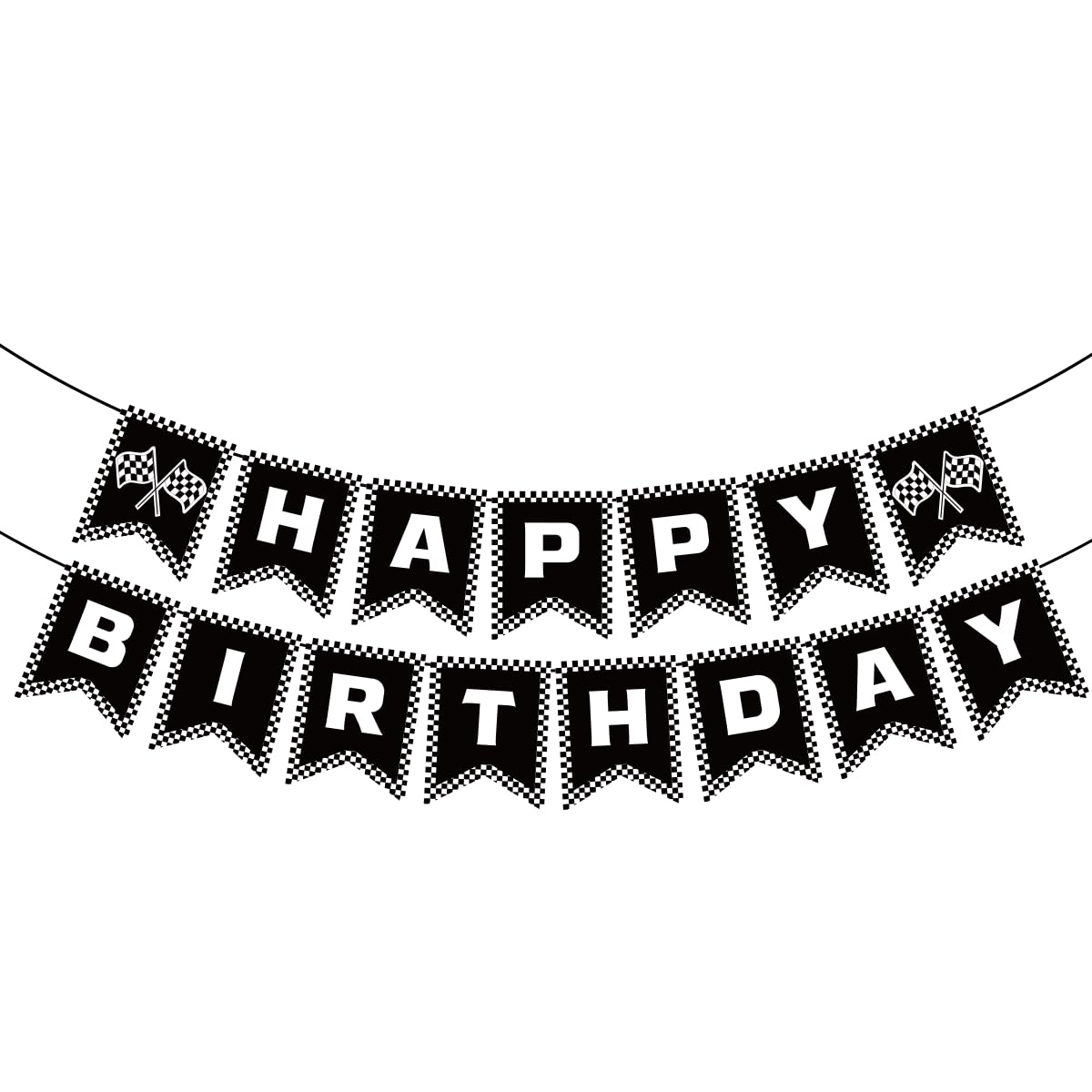 BIEUFBJI Race Car Birthday Banner – Checkered Party Decor for Boys