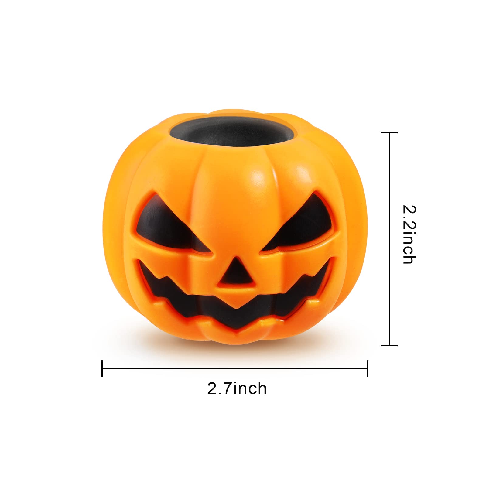 BILLMOSS Halloween Pumpkin Squishy Toys – 12-Pack Ghost Pop Favors (6 Colors) for Trick-or-Treat & Party Bags