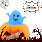 BILLMOSS Halloween Pumpkin Squishy Toys – 12-Pack Ghost Pop Favors (6 Colors) for Trick-or-Treat & Party Bags