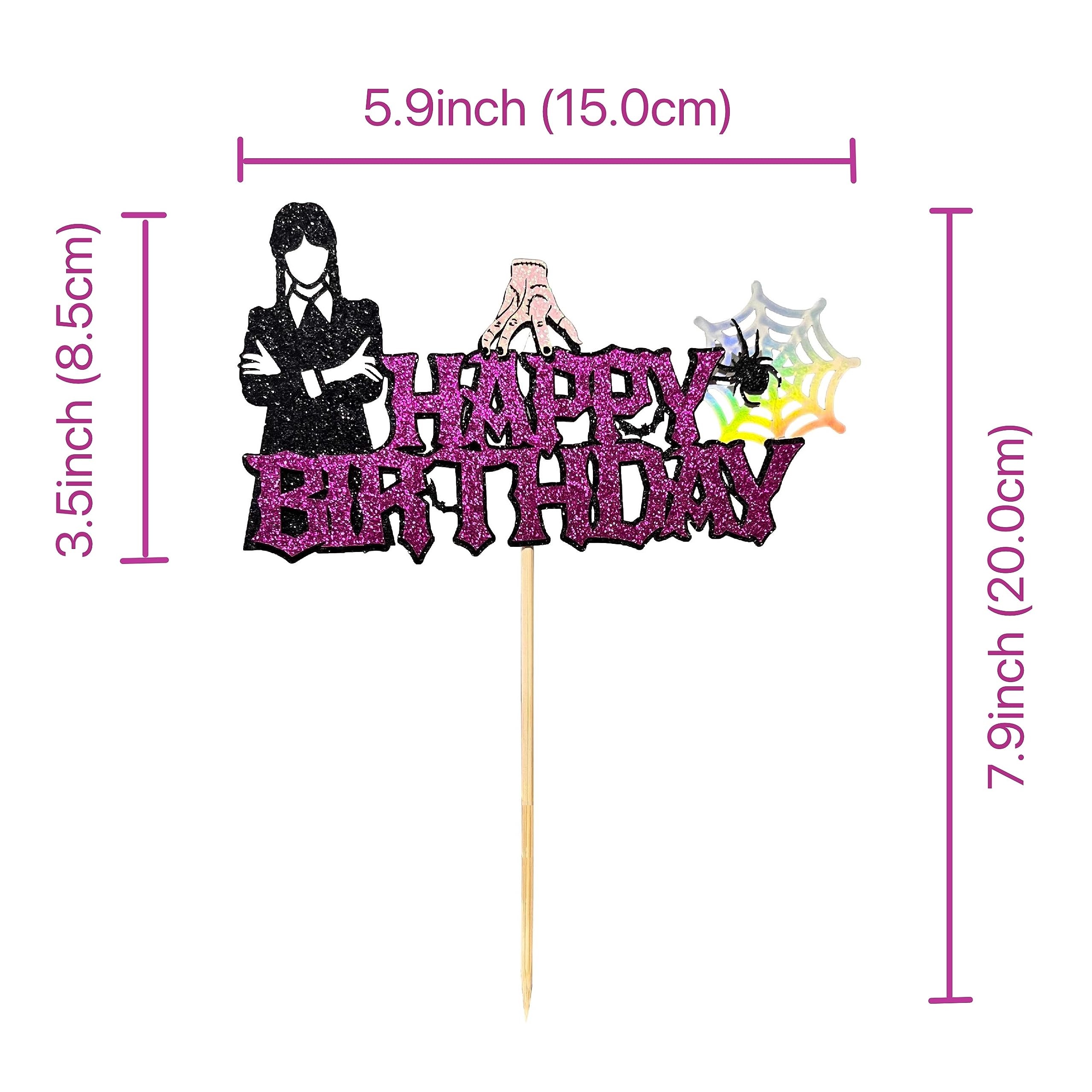 BINJO Wednesday Addams Cake Topper – Spider Web, Thing Hand | 6.3 x 3.5 in
