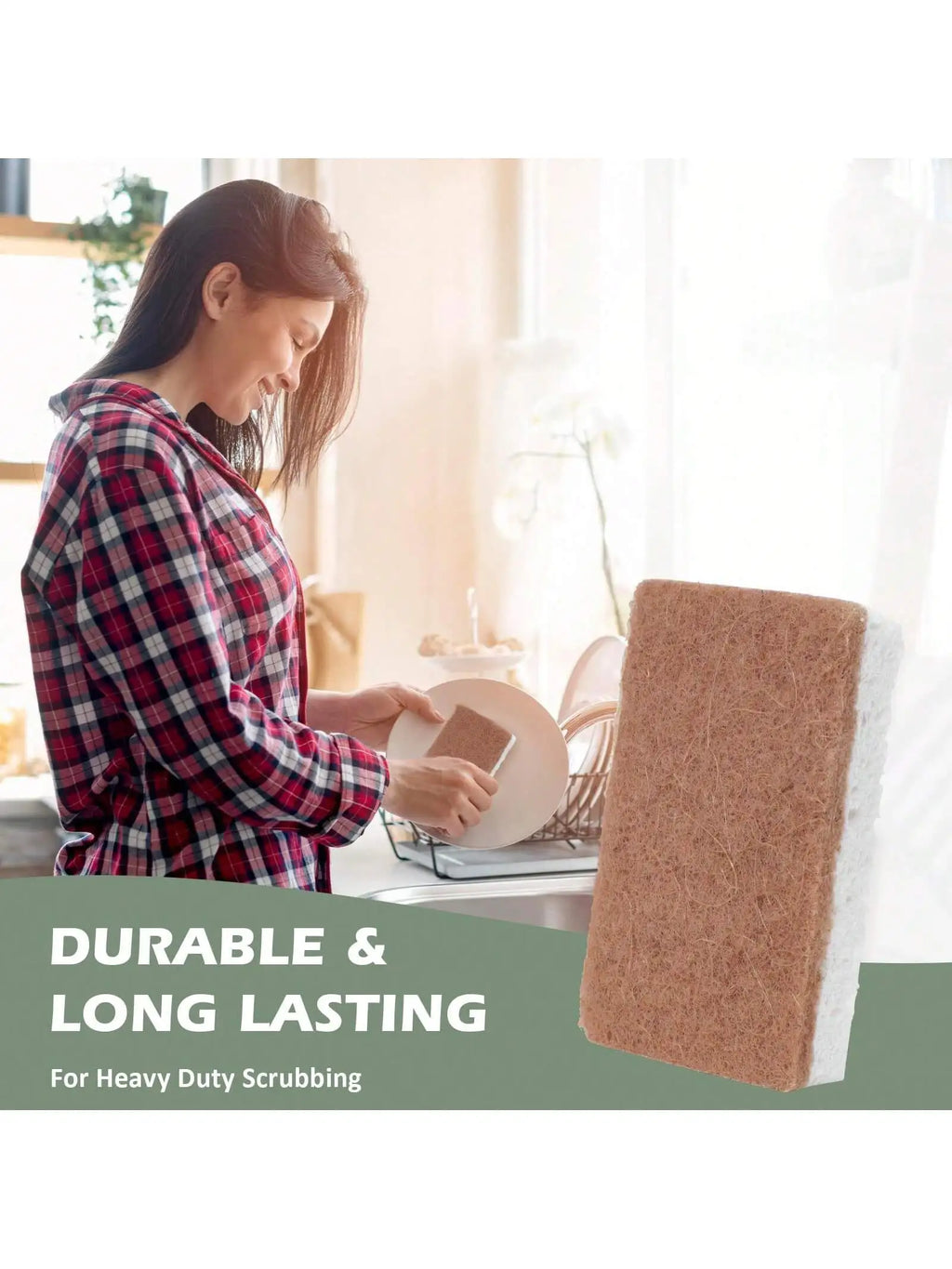 Biodegradable Kitchen Sponges – 3/6pcs Eco Cellulose & Hemp Scrub Set