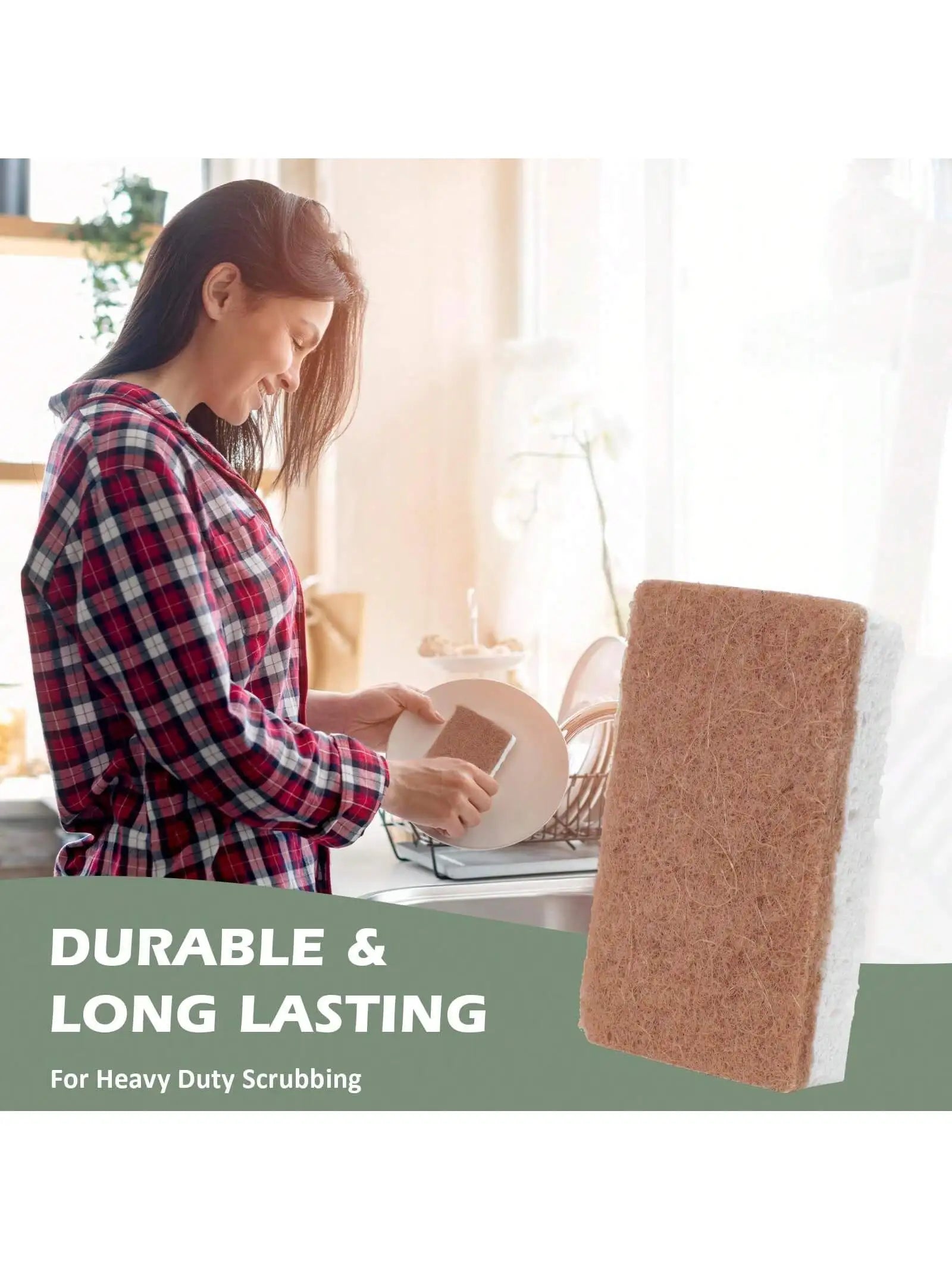 Biodegradable Kitchen Sponges – 3/6pcs Eco Cellulose & Hemp Scrub Set