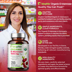 Biophix D-Mannose 1500 mg – 200 Veggie Caps | USDA Organic, Non-GMO, Vegan-Friendly