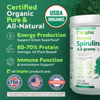 Biophix Organic Spirulina Powder - 2.2 Lbs, 100% Pure, Vegan, Non-GMO, USDA Certified
