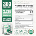 Biophix Organic Spirulina Powder - 2.2 Lbs, 100% Pure, Vegan, Non-GMO, USDA Certified