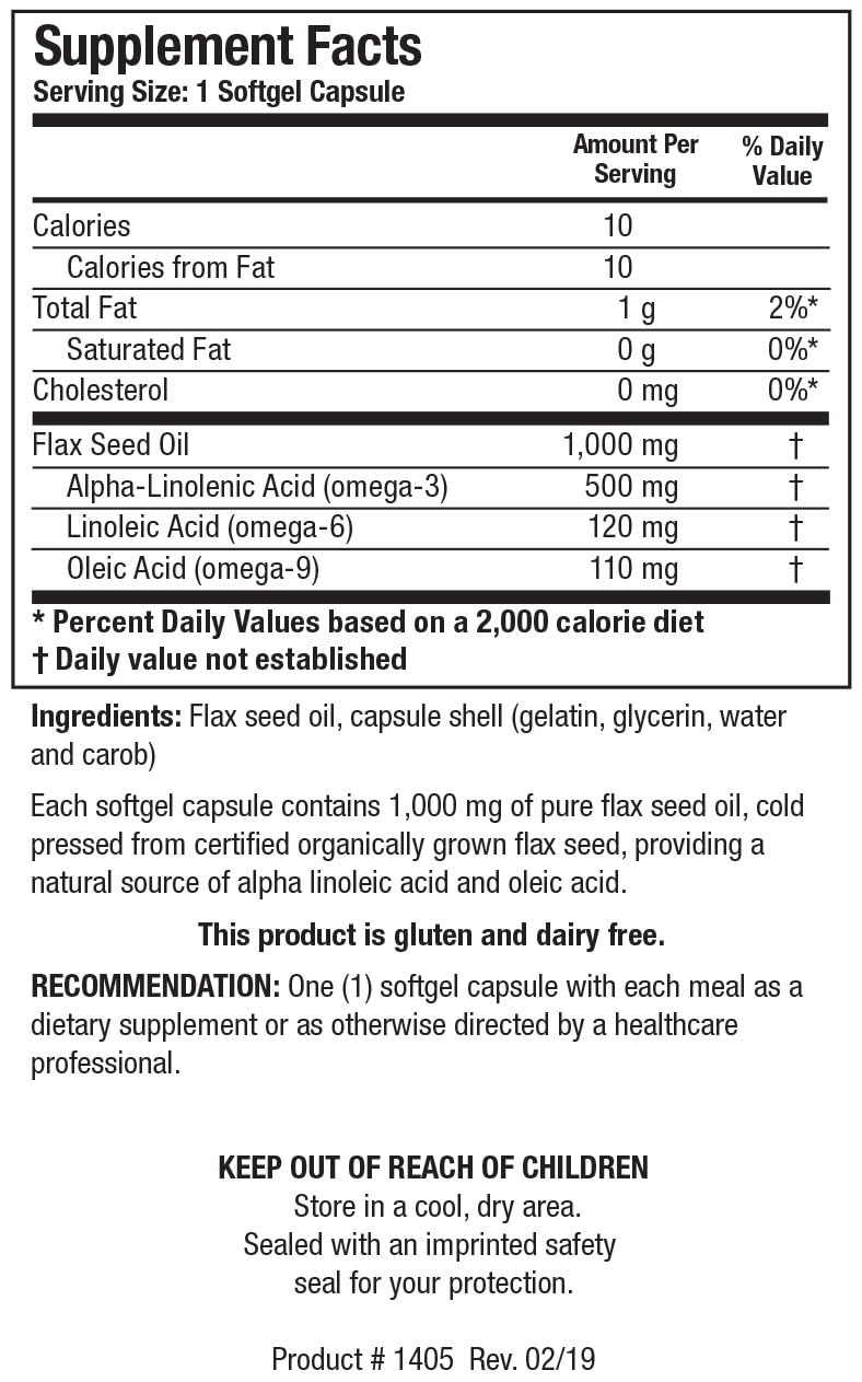 Biotics Research Leinsamenöl – 1000 mg pro Kapsel, kaltgepresster, organischer Leinsamen, 100 Weichkapseln, Herzgesundheit