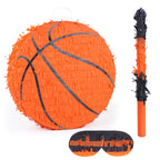 Birchio Basketball Pinata Bundle with Blindfold & Bat (13x13x4 in) | Sports Theme Birthday Party Decoration