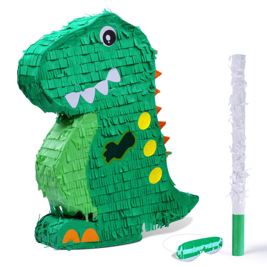 Birchio Dinosaur Pinata Bundle with Blindfold & Bat – 17x13x4 Inches | Party Decorations