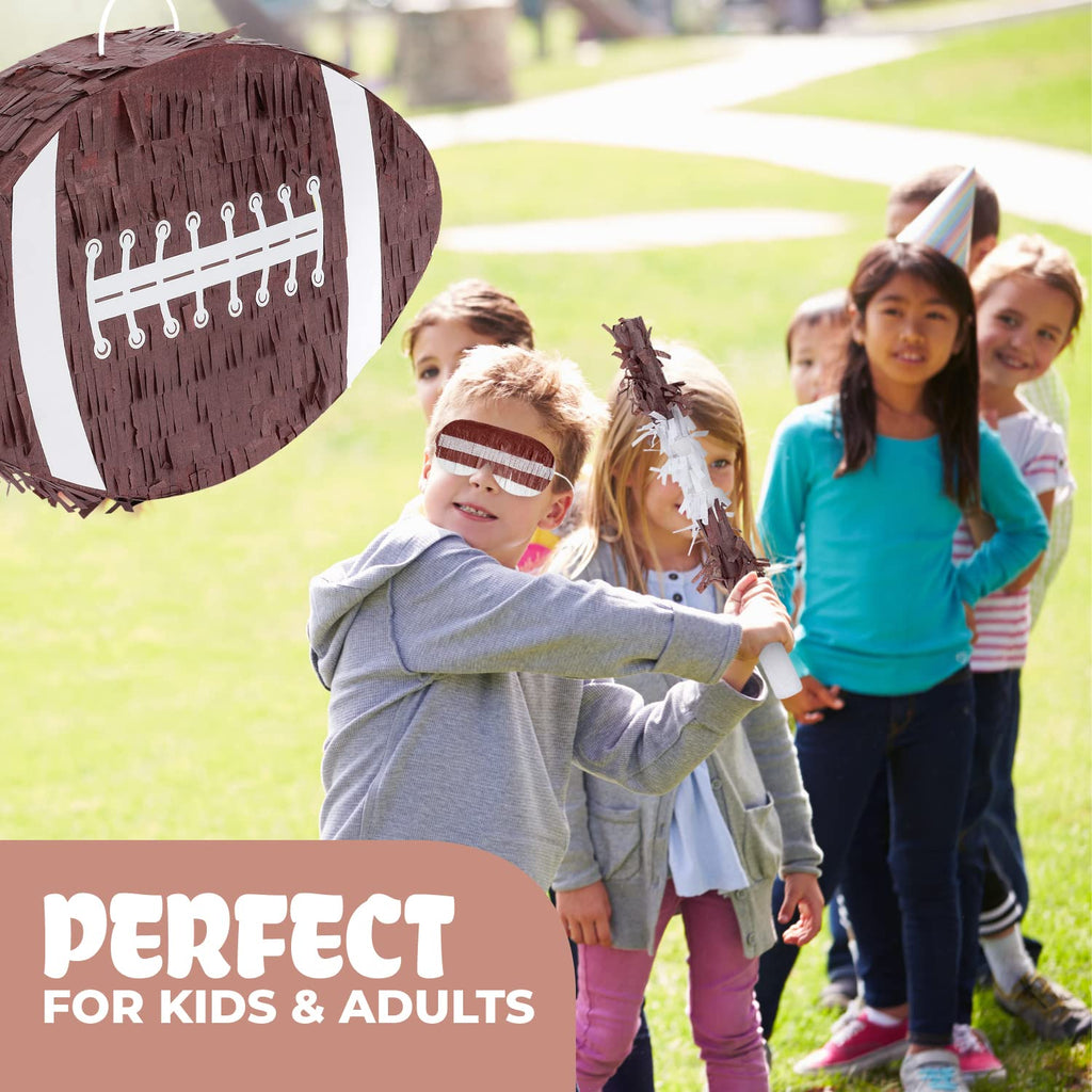 Birchio Football Pinata Bundle with Blindfold & Bat – 16x10x4 Inches | Party Pinata for Boys
