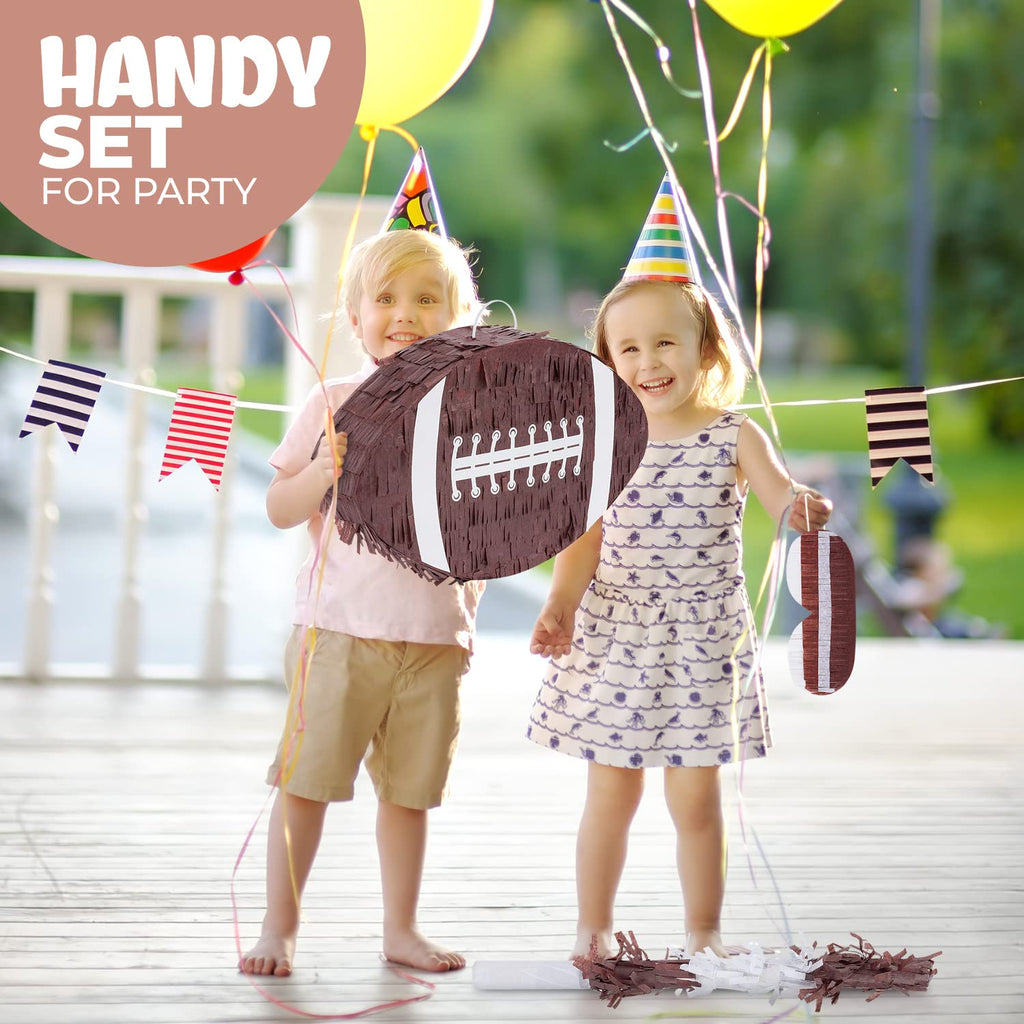 Birchio Football Pinata Bundle with Blindfold & Bat – 16x10x4 Inches | Party Pinata for Boys