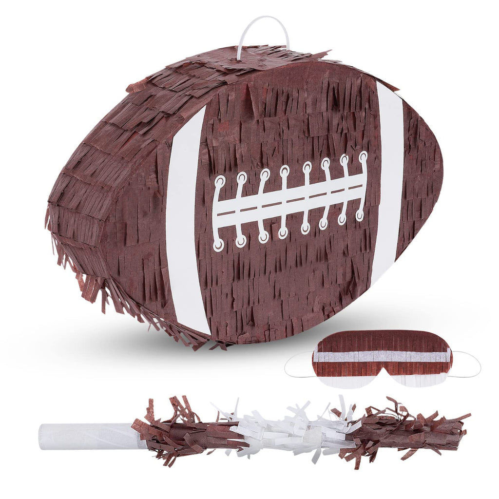 Birchio Football Pinata Bundle with Blindfold & Bat – 16x10x4 Inches | Party Pinata for Boys