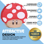 Birchio Mushroom Pinatas Bundle with Blindfold & Bat — Party Decor (16.5 x 12 x 3.5 in)