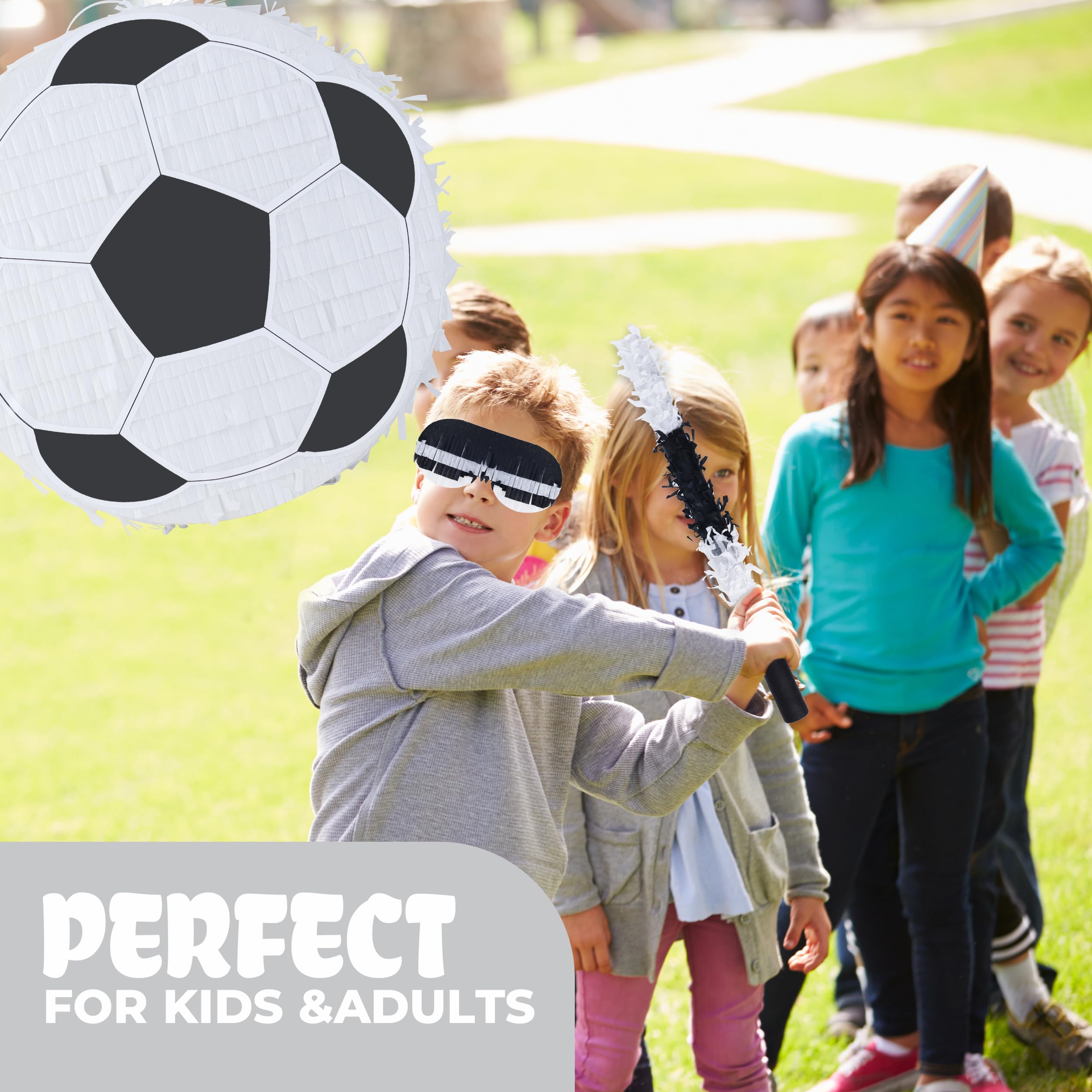 Birchio Soccer Pinata Bundle — 13x13 Pinata with Blindfold & Bat for Parties