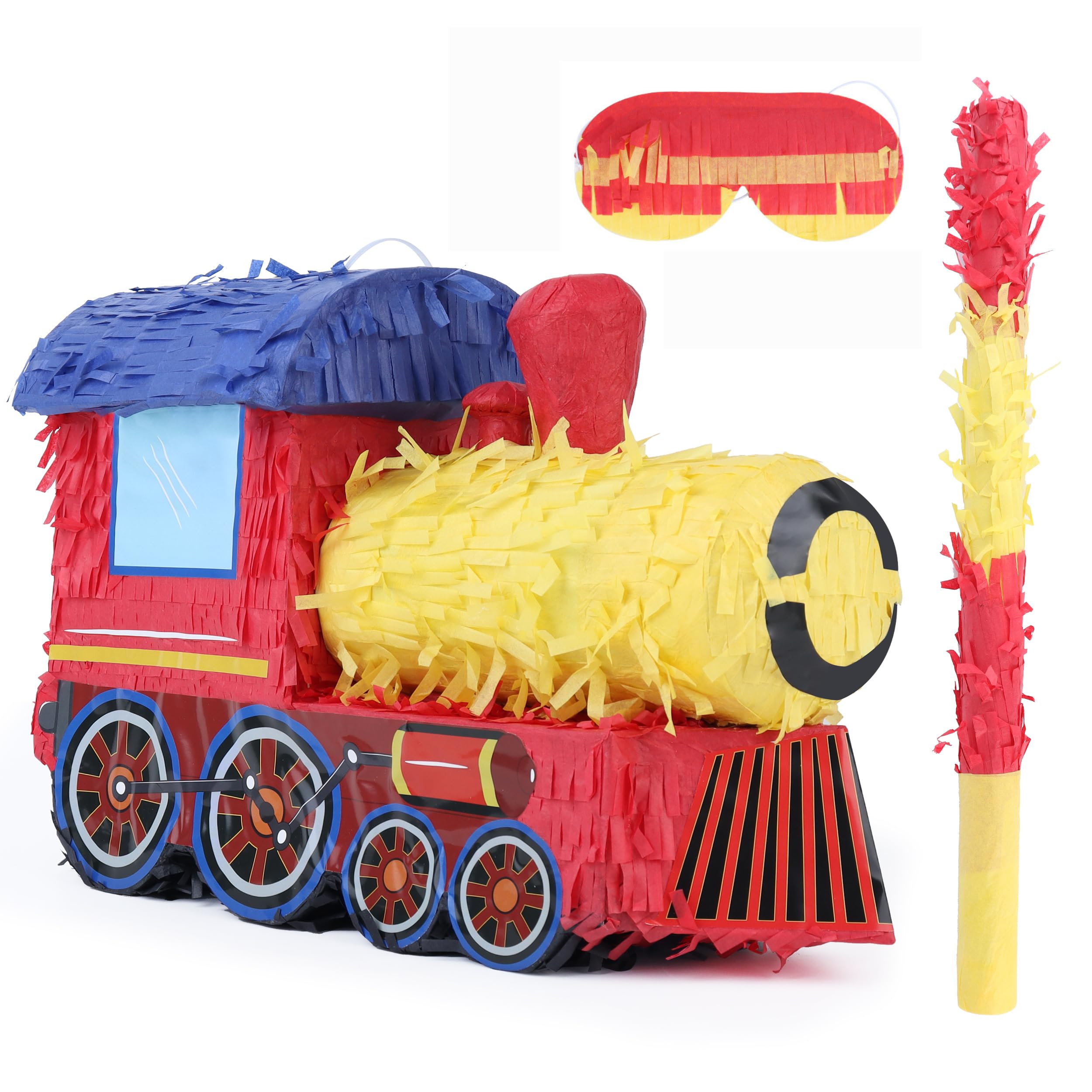 Birchio 3D Train Pinata Bundle – Blindfold & Bat Included | 16x10.6x6.7 in