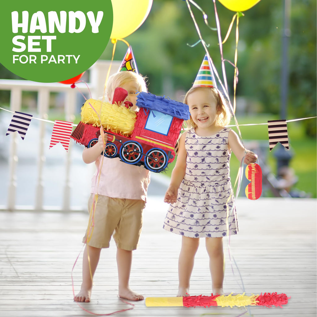 Birchio 3D Train Pinata Bundle – Blindfold & Bat Included | 16x10.6x6.7 in