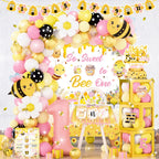Birhgt Bee 1st Birthday Decorations for Girls – Yellow Pink Honey Bee Theme