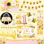 Birhgt Bee 1st Birthday Decorations for Girls – Yellow Pink Honey Bee Theme