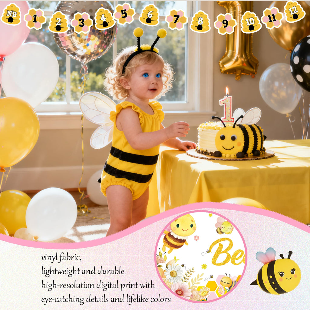 Birhgt Bee 1st Birthday Decorations for Girls – Yellow Pink Honey Bee Theme