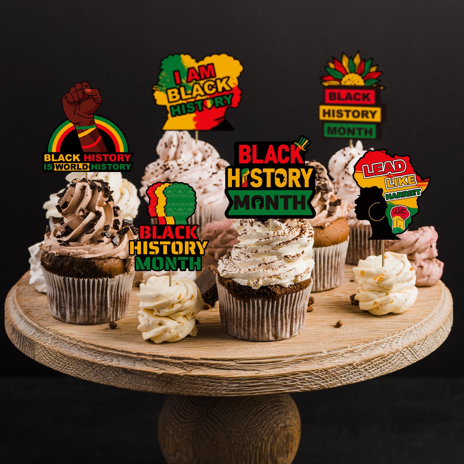 Biswiter Black History Month Cupcake Toppers – 12Pcs African American Heritage Decor