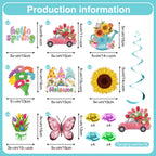 Biswiter 41Pc Hello Spring Decor Set | Banner, Paper Pom Poms & Butterfly Hanging Ornaments