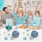BkeeCten 3Pack First Trip Around The Sun Space Party Tablecloths – 86.6x51 Inch, Disposable Rectangle