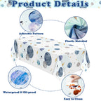 BkeeCten 3Pack First Trip Around The Sun Space Party Tablecloths – 86.6x51 Inch, Disposable Rectangle