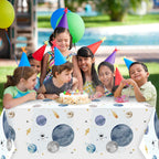 BkeeCten 3Pack First Trip Around The Sun Space Party Tablecloths – 86.6x51 Inch, Disposable Rectangle