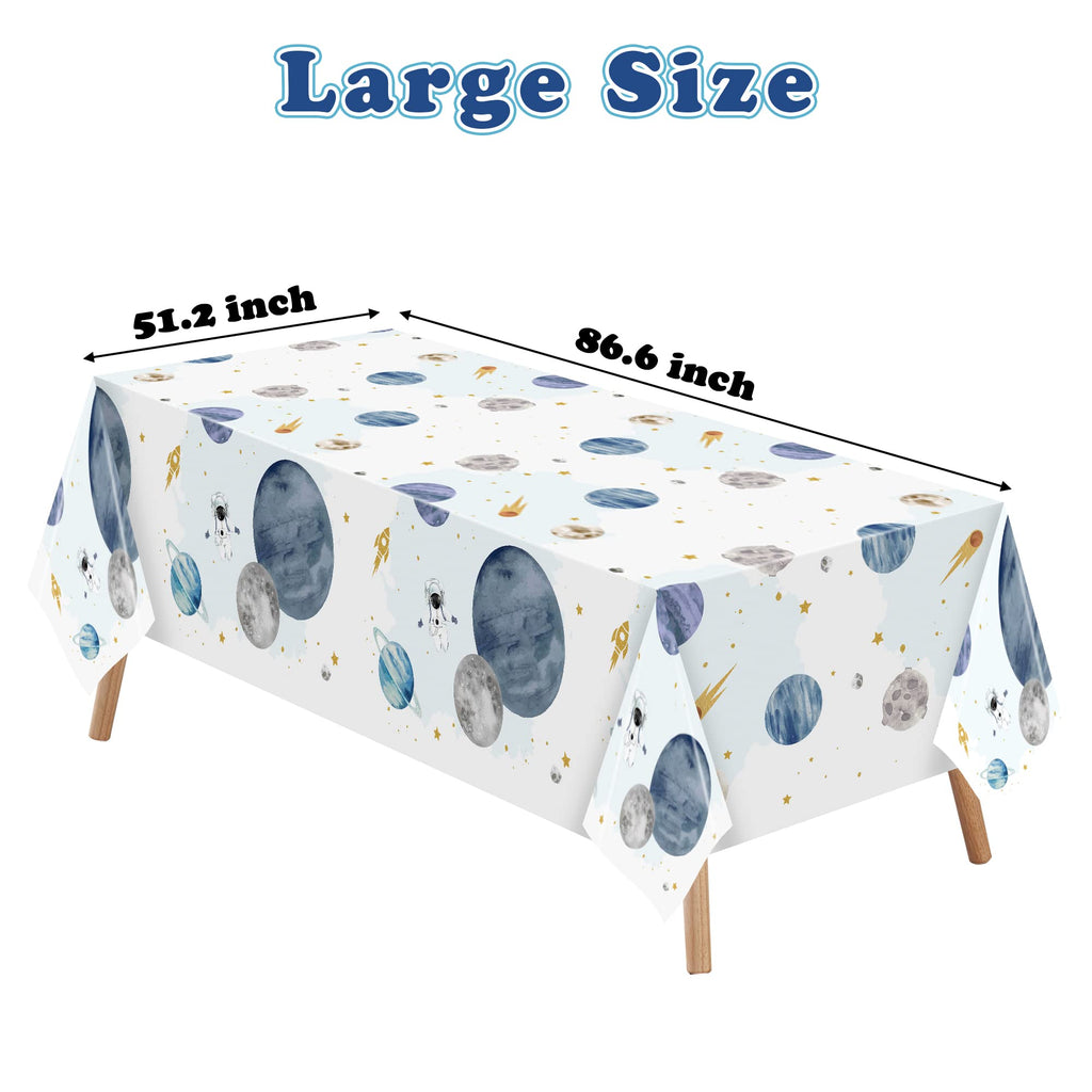 BkeeCten 3Pack First Trip Around The Sun Space Party Tablecloths – 86.6x51 Inch, Disposable Rectangle